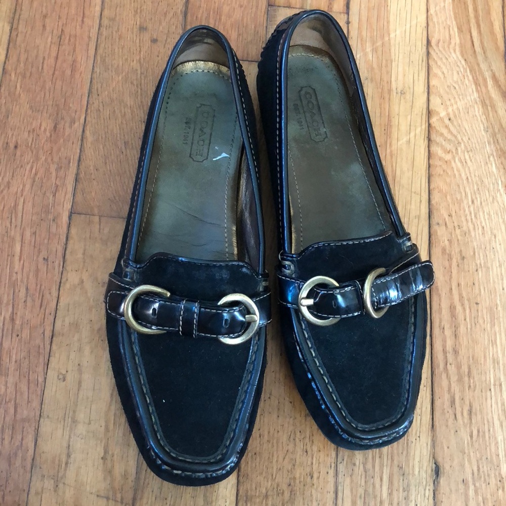 Coach Sharin suede buckle rubber sole loafers 8